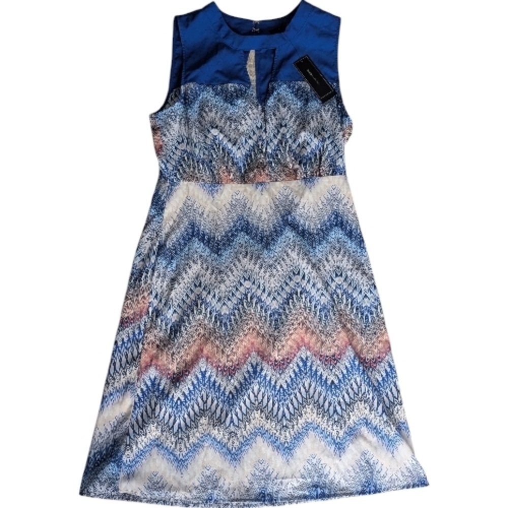 BCBG Blue and White Patterned Top